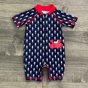 Kiko & Max Seahorse and Crab One Piece Rash Guard Baby Swimsuit